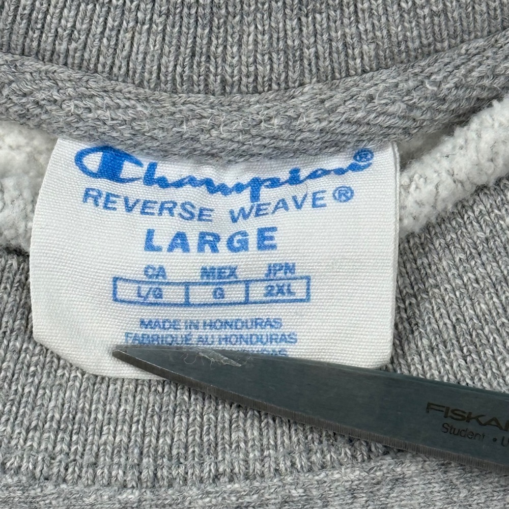 Champion Reverse Weave Sweatshirt Mens Large Gray Chenille Script Logo GF70 11C - Picture 3 of 11